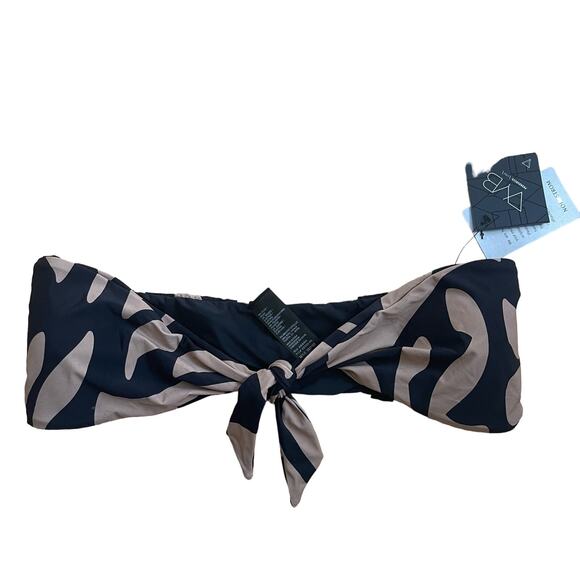 VYB SWIM SIENNA TOP HIGHER GROUND Black Tan Tie Front Size Medium NWT - Picture 3 of 7